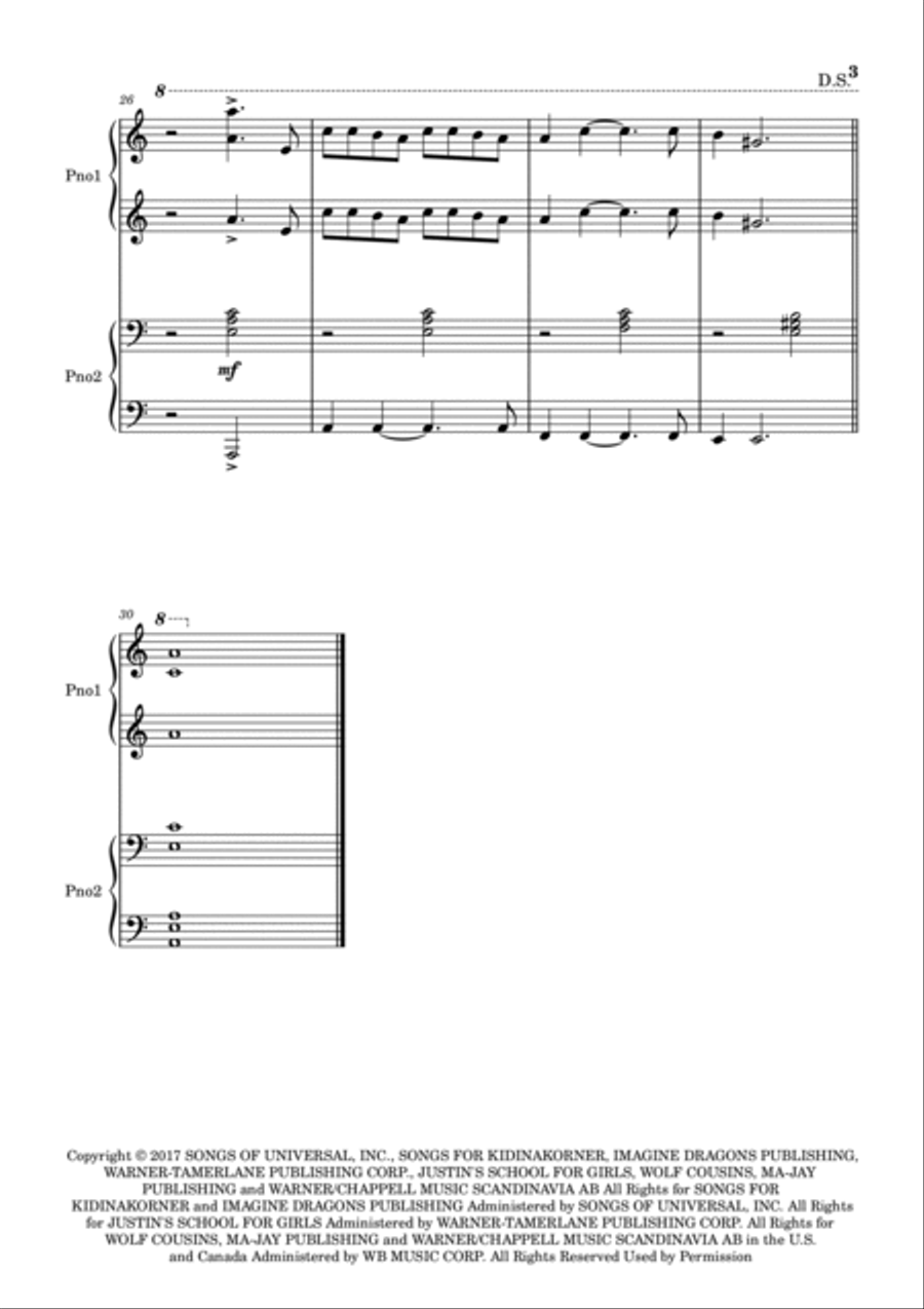 Believer 1 Piano, 4-Hands scores gallery preview page 3