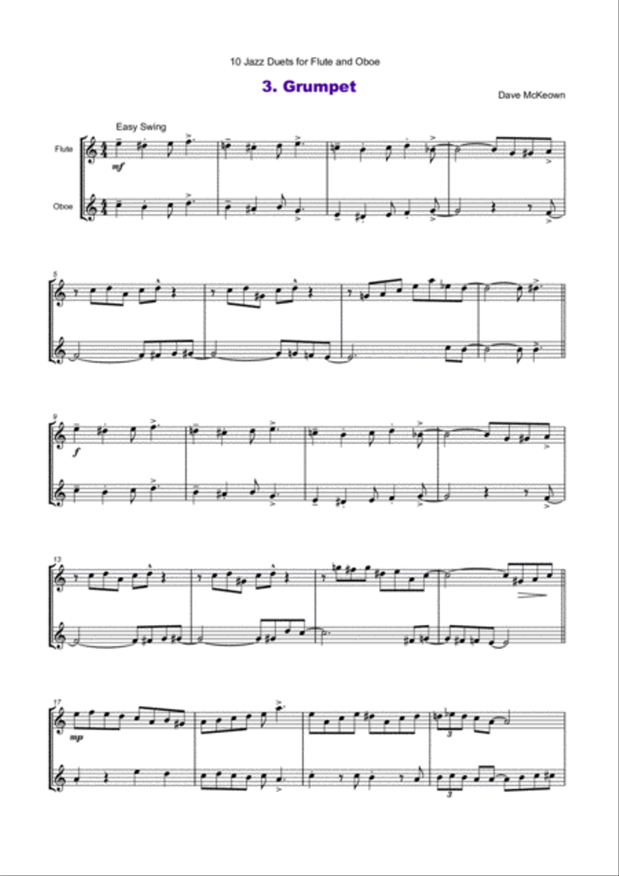 10 Jazz Duets for Flute and Oboe