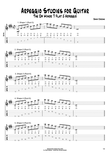 Arpeggio Studies for Guitar - The D# Minor 7 Flat 5 Arpeggio image number null
