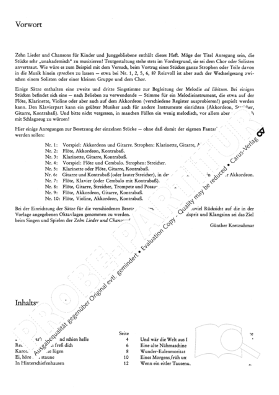 Dunkel war's, der Mond schien helle. 10 Lieder und Chansons Choir scores gallery preview page 3