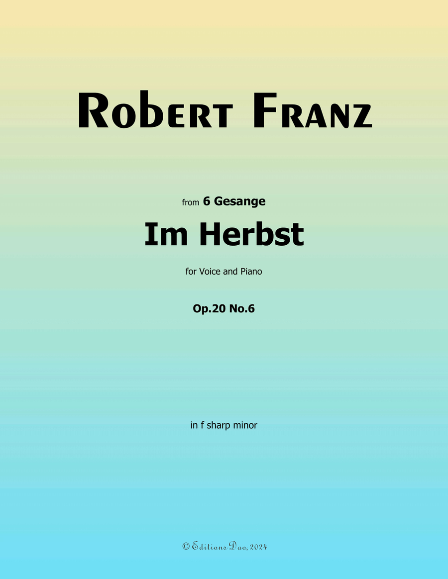 Im Herbst, by Robert Franz, in f sharp minor Voice scores gallery preview page 1