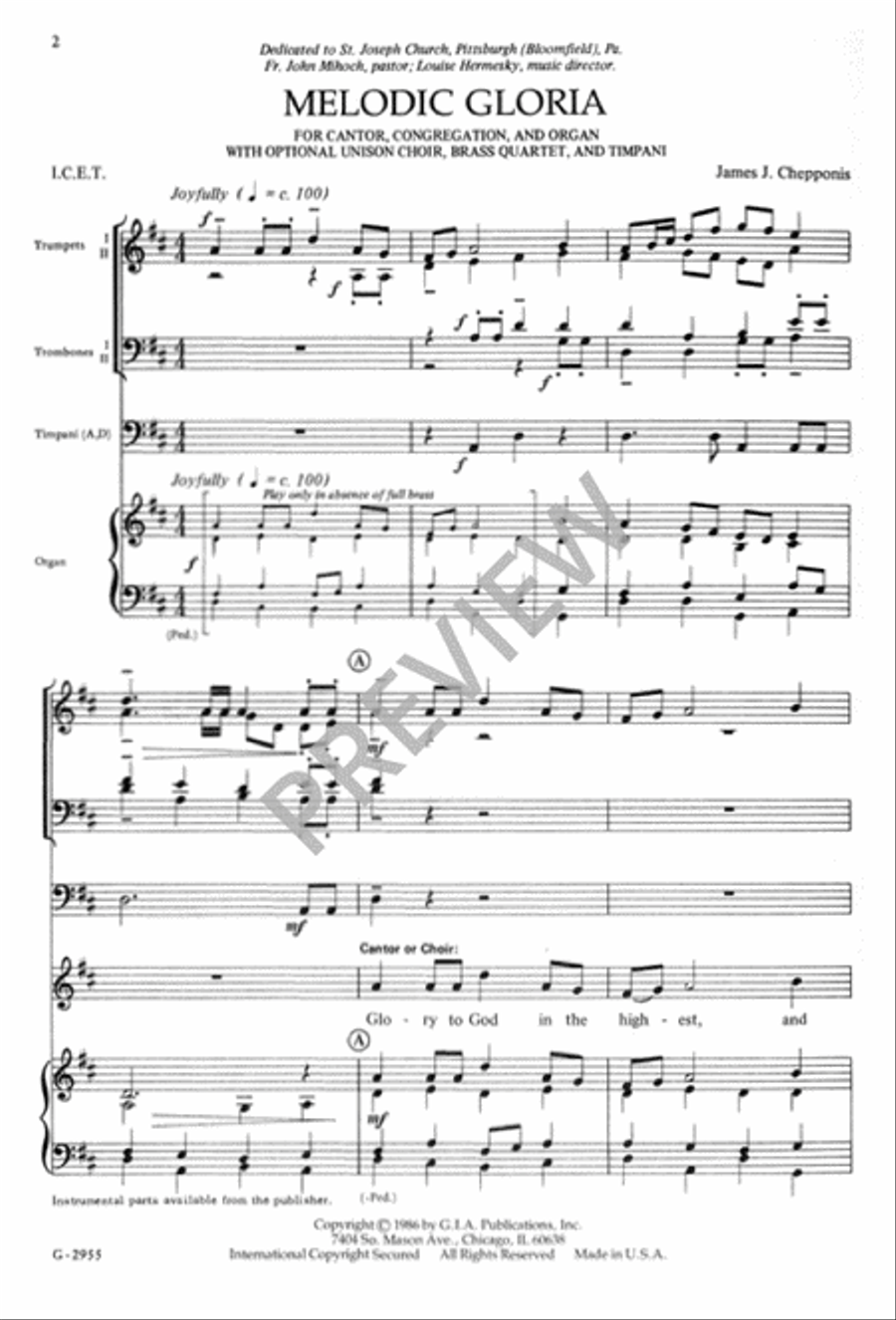 Melodic Gloria Melodic Gloria Unison Choir scores gallery preview page 3