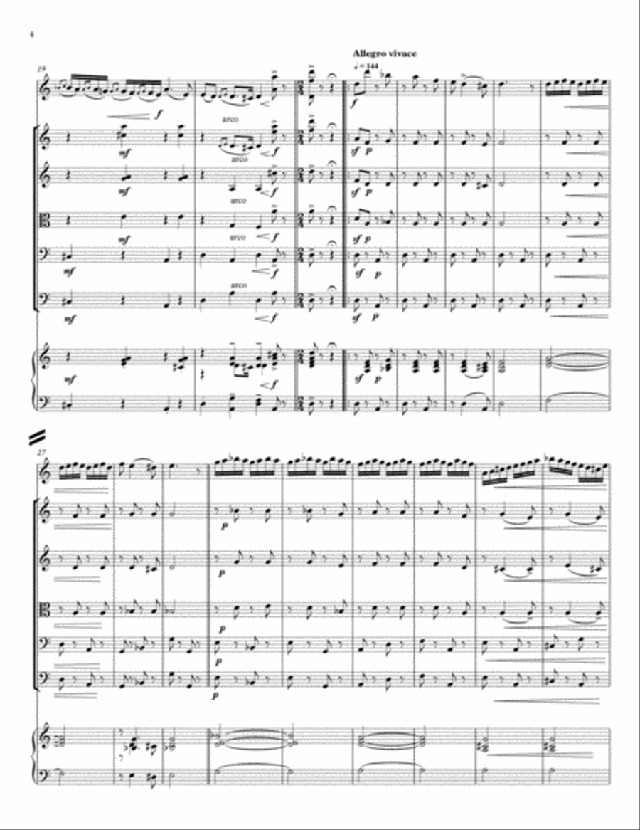 Monti's Czardas, for violin soloist and string orchestra Piano Quintet scores gallery preview page 4