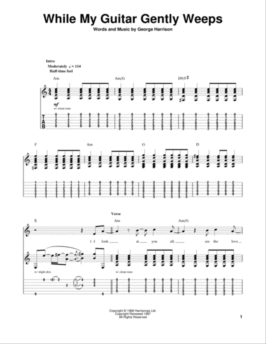 While My Guitar Gently Weeps Electric Guitar scores gallery preview page 1
