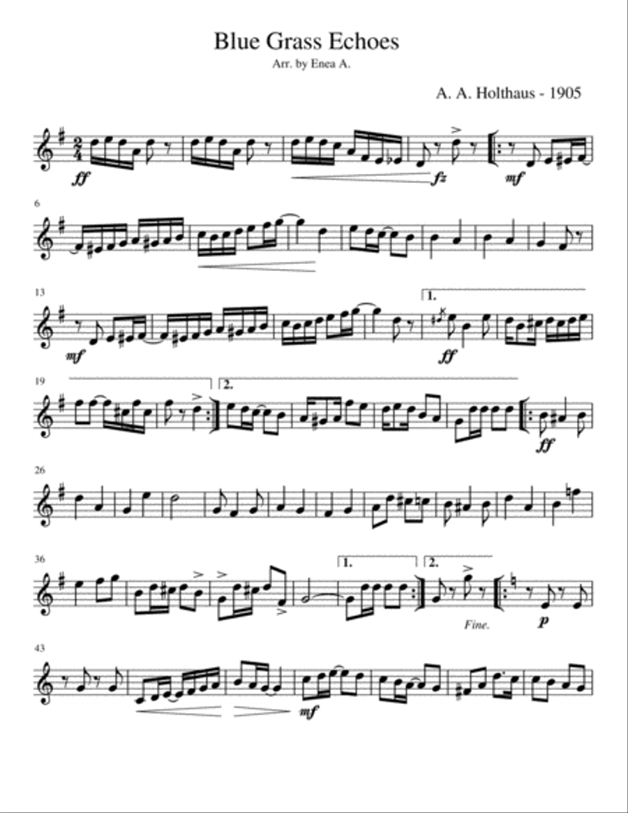 Blue Grass Echoes Blue Grass Echoes Jazz Ensemble scores gallery preview page 1