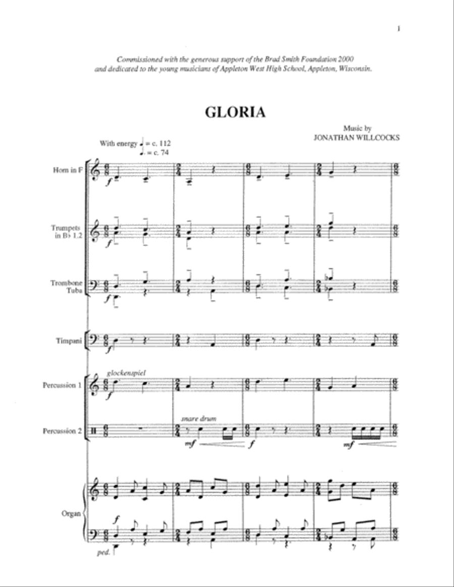 Gloria - Brass/Percussion Gloria - Brass/Percussion Percussion scores gallery preview page 3