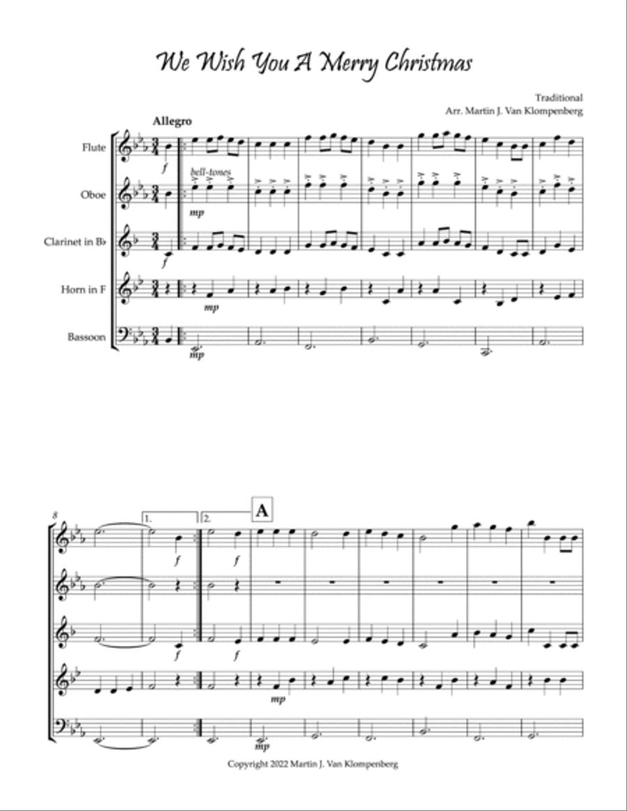 We Wish You A Merry Christmas Woodwind Quintet scores gallery preview page 3