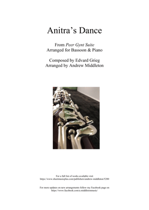 Book cover for "Anitra's Dance" from Peer Gynt Suite arranged for Bassoon and Piano