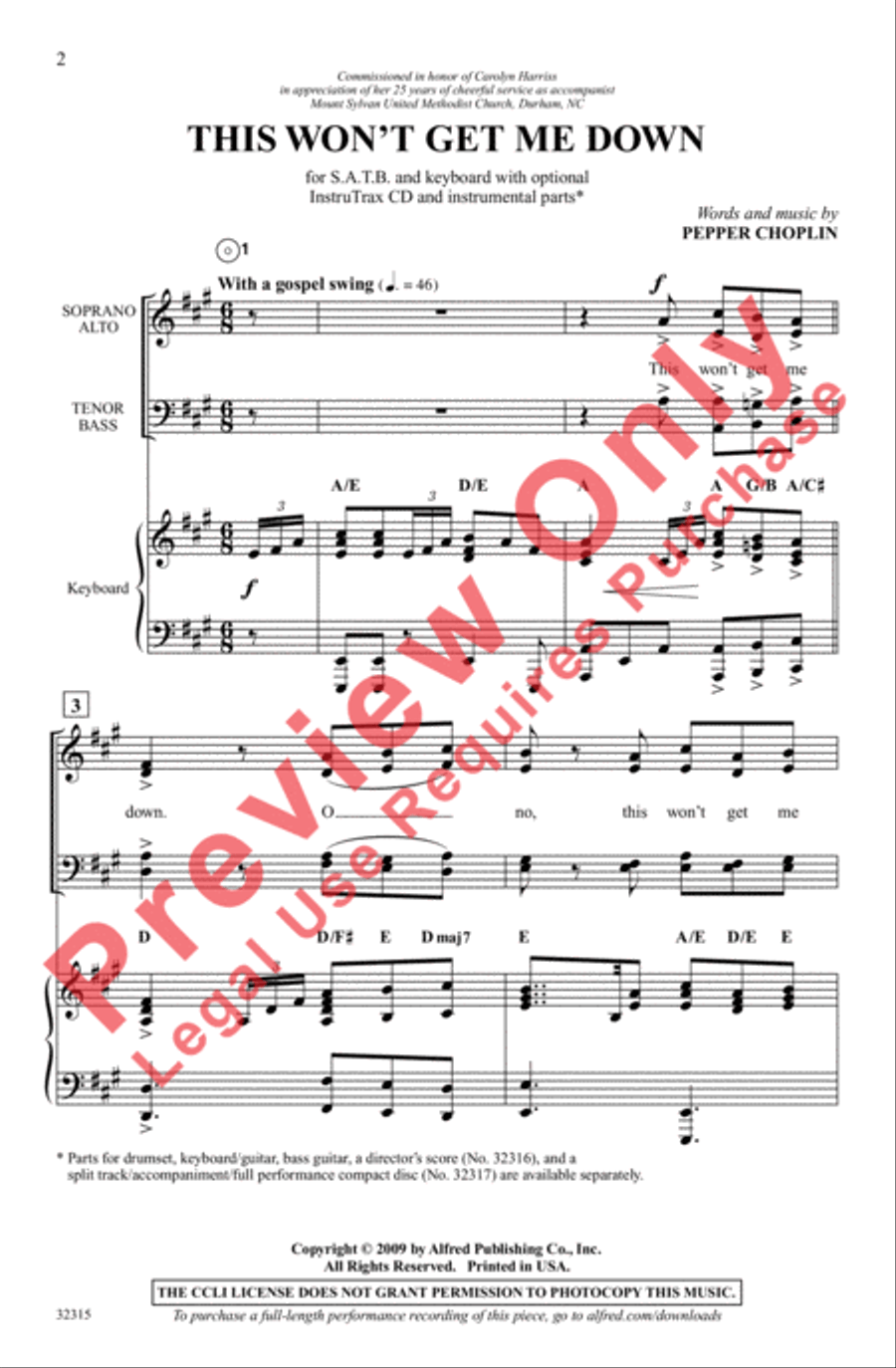 This Won't Get Me Down 4-Part scores gallery preview page 2