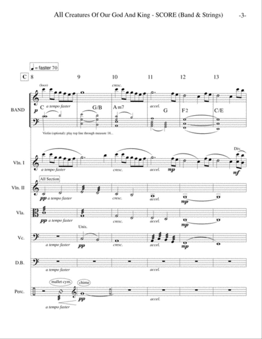 All Creatures of Our God and King (Band & Strings) Jazz Ensemble scores gallery preview page 4