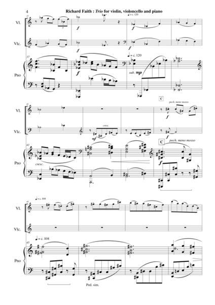 Richard Faith : Trio for violin, violoncello and piano, score and parts