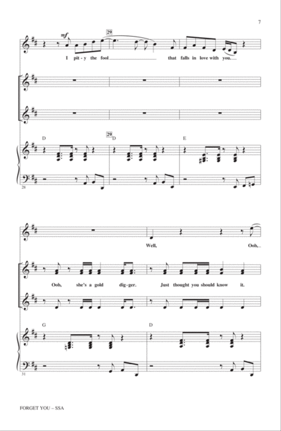 Forget You Forget You SSA scores gallery preview page 6