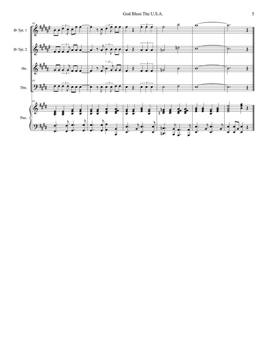 God Bless The U.S.A. Brass Ensemble scores gallery preview page 5