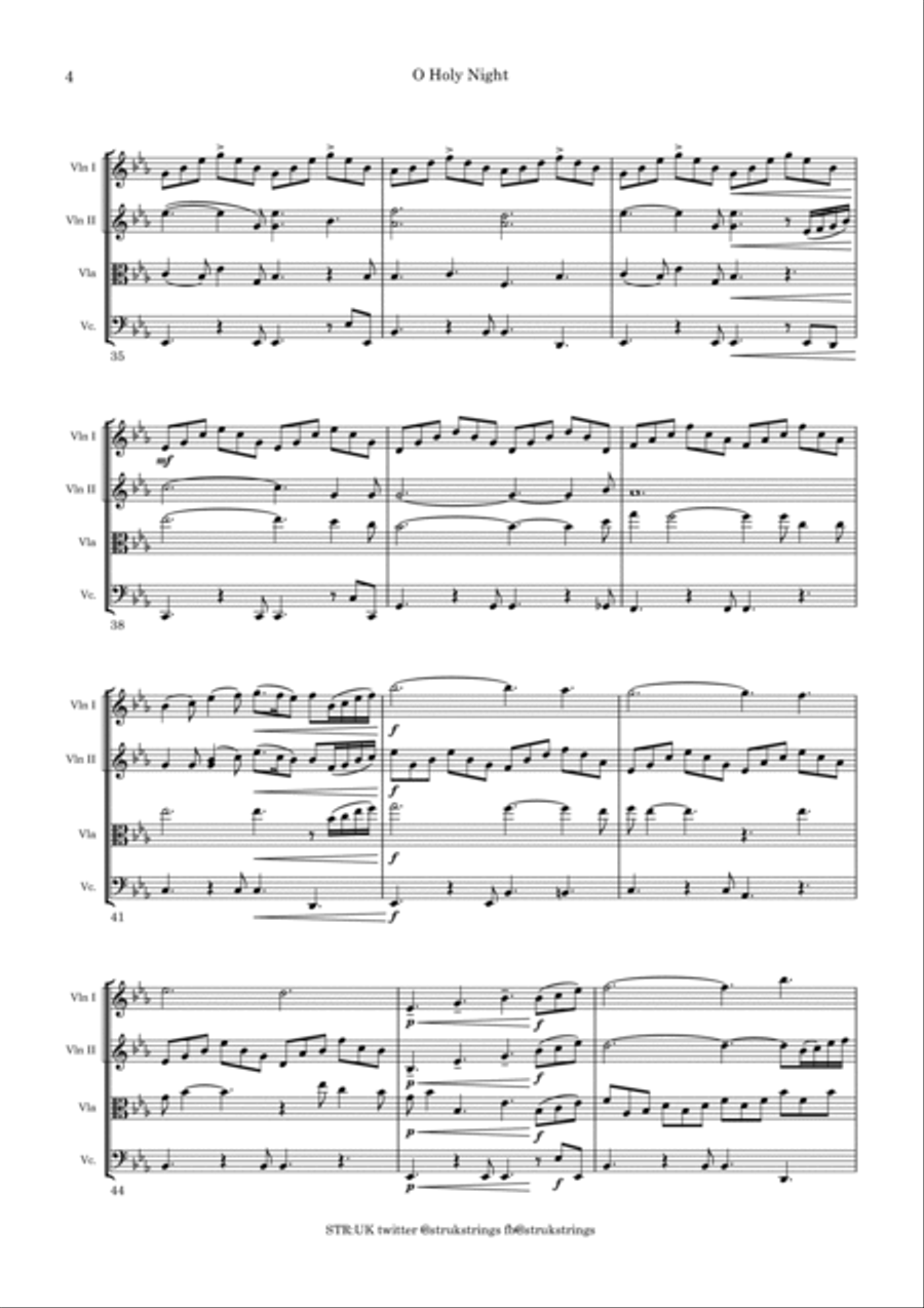 O Holy Night (String Quartet version) String Quartet scores gallery preview page 5