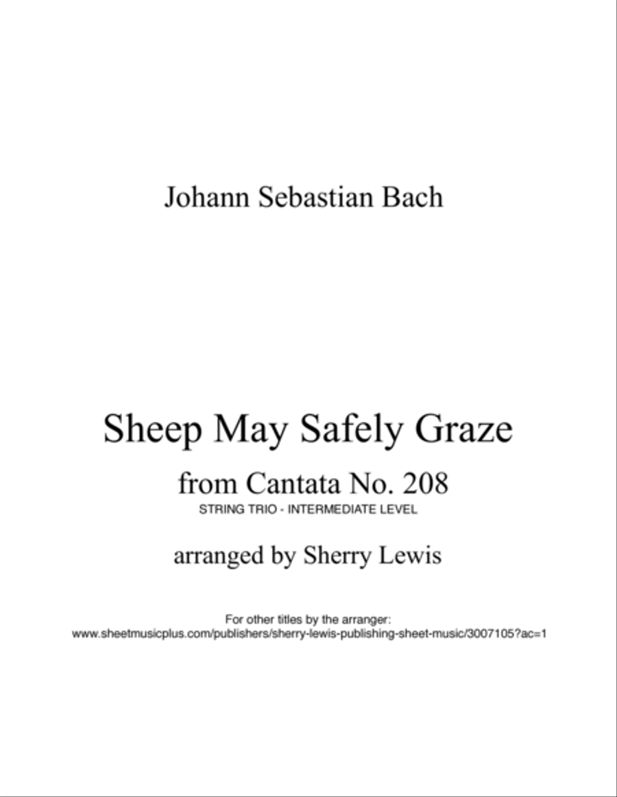 SHEEP MAY SAFELY GRAZE String Trio, Intermediate Level for 2 violins and cello or violin, viola and image number null