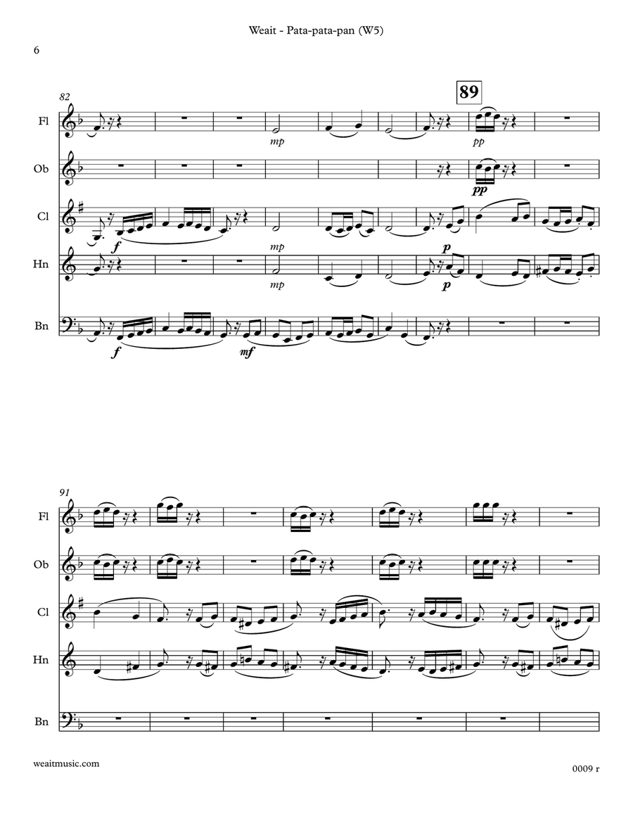 Pata-pata-pan for woodwind quintet (3’12) Woodwind Quintet scores gallery preview page 6