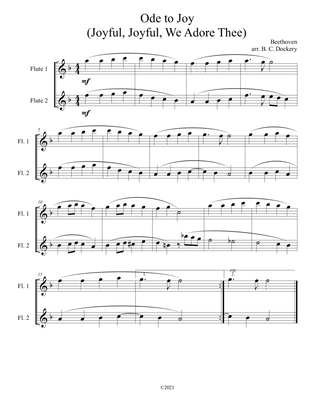 Ode to Joy (Joyful, Joyful, We Adore Thee) for flute duet