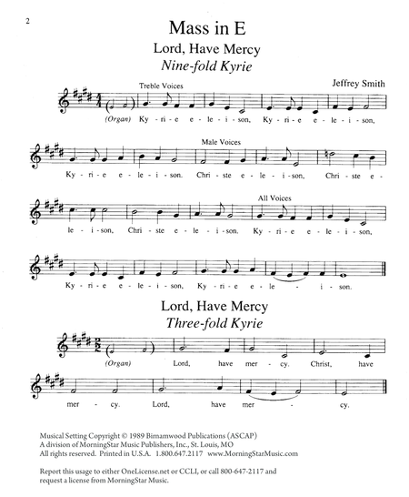 Mass in E for Rite Il (Congregational Hymn Sheet)