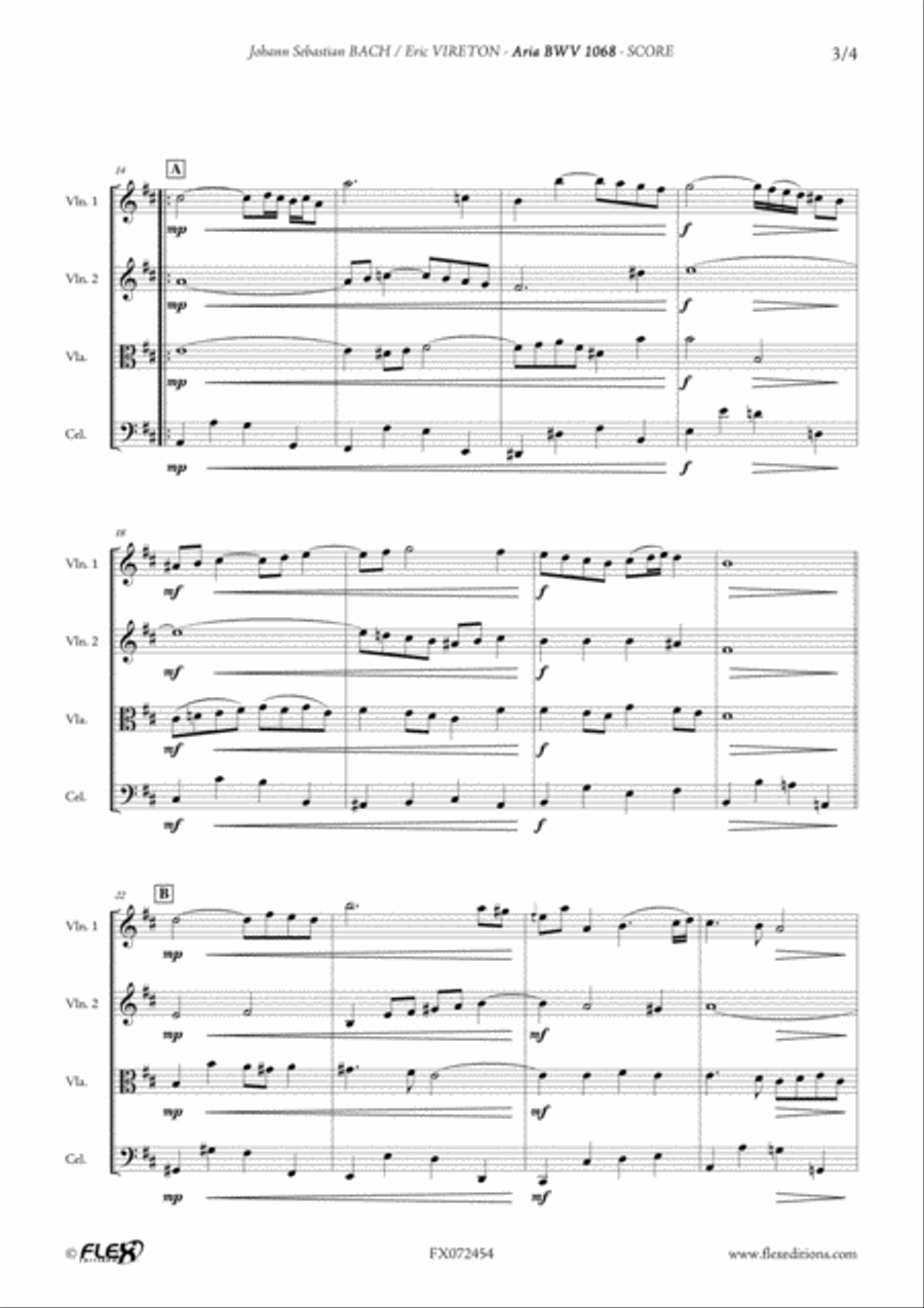 Aria BWV 1068 Aria BWV 1068 String Quartet scores gallery preview page 3