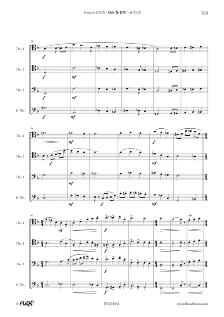 Ode To K.W. Trombone Quartet scores gallery preview page 5