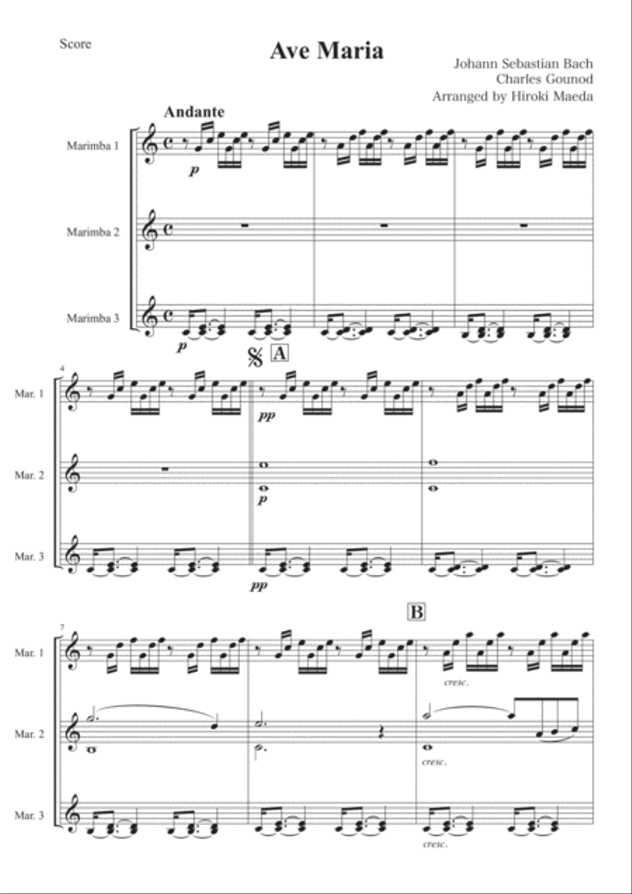Ave Maria Percussion Ensemble scores gallery preview page 1