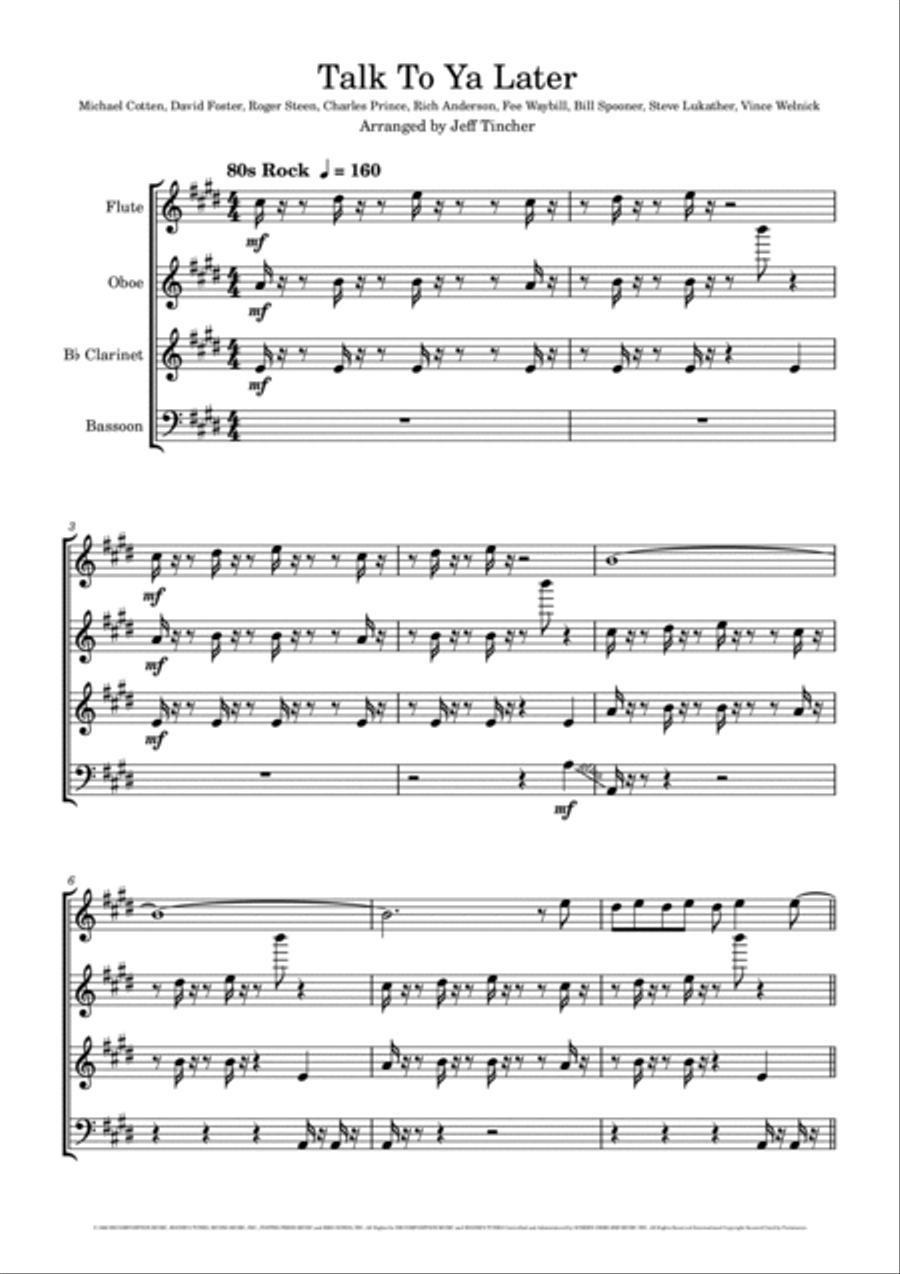 Talk To Ya Later Woodwind Quartet scores gallery preview page 2