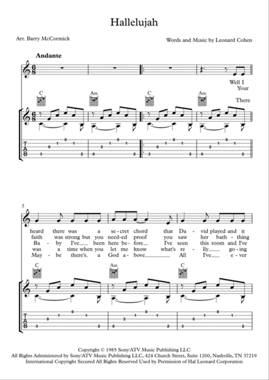 Hallelujah Acoustic Guitar scores gallery preview page 3