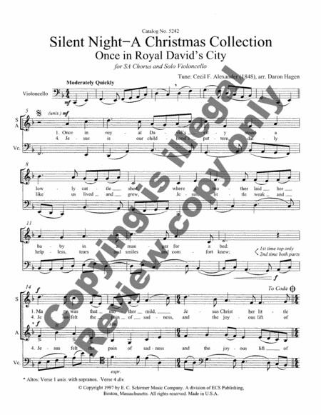 Silent Night-A Christmas Collection: Once in Royal David's City (Choral Score)