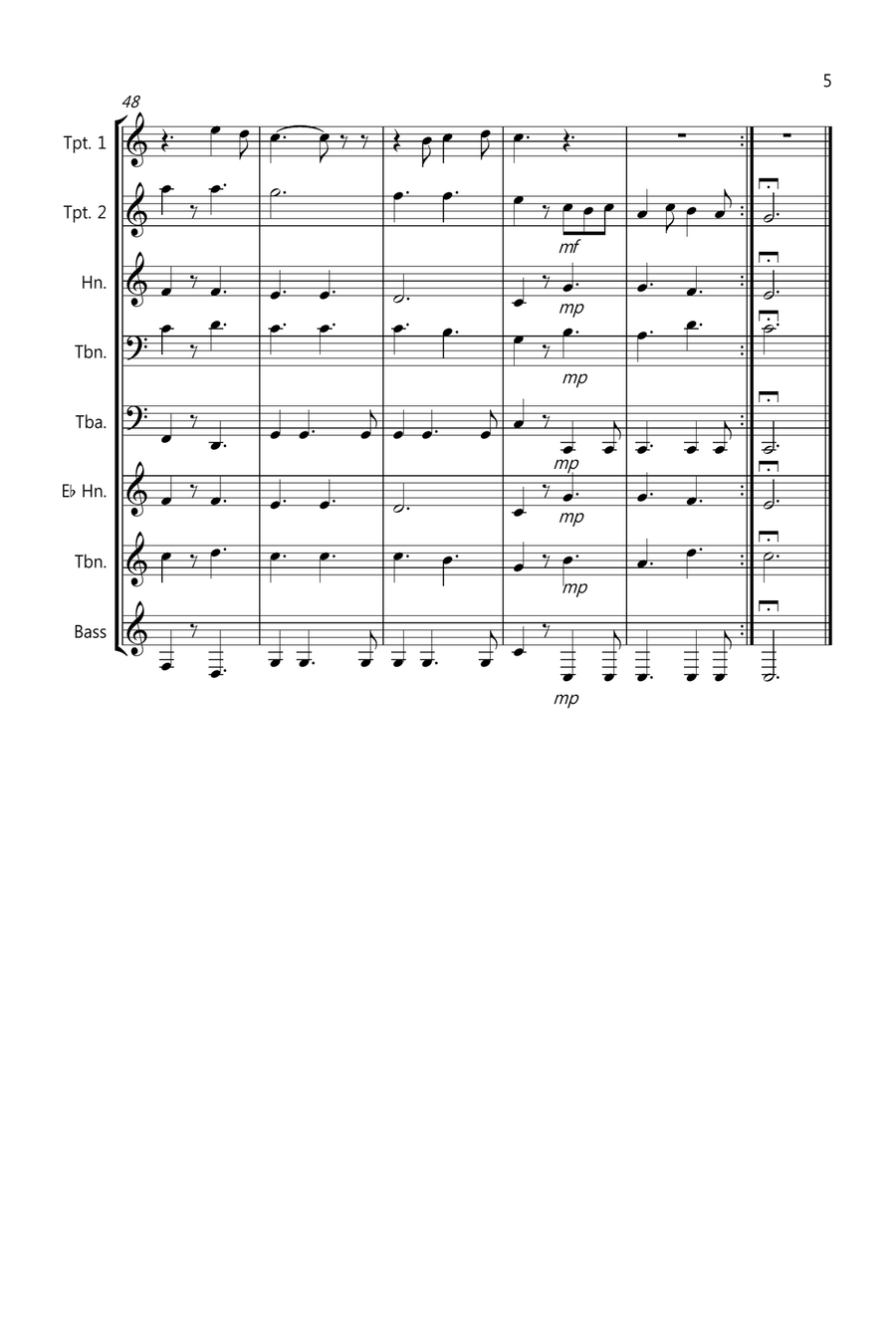 O Holy Night for Brass Quintet Brass Quintet scores gallery preview page 5