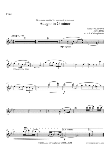 Albinoni Adagio - Flute, Bassoon, Trumpet, Violin and Cello image number null
