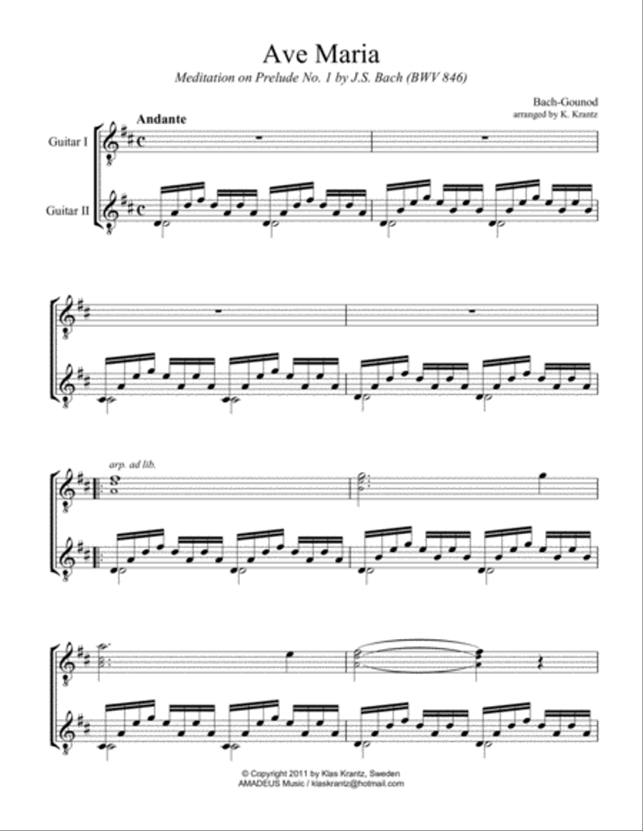 Ave Maria for guitar duo Acoustic Guitar scores gallery preview page 2