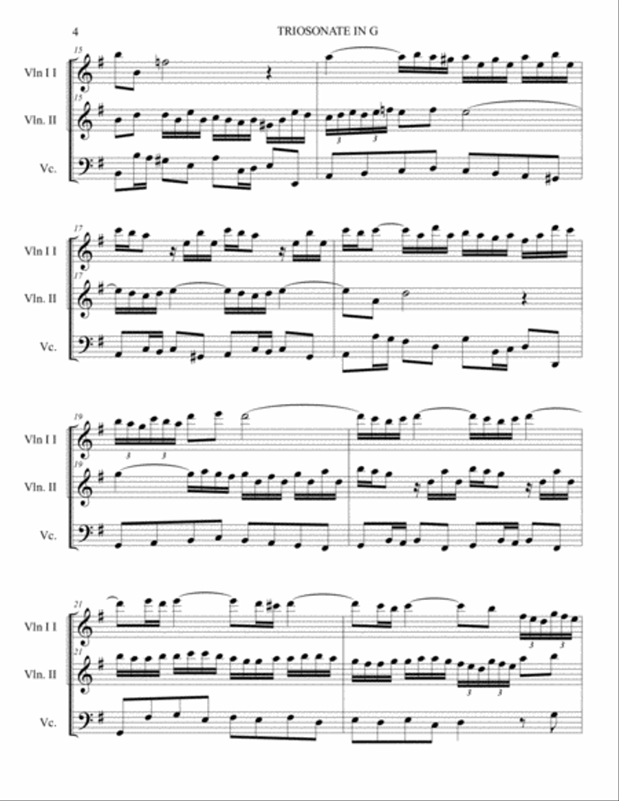 TRIOSONATA IN G - Arr. for Trio String TRIOSONATA IN G - Arr. for Trio String String Trio scores gallery preview page 4