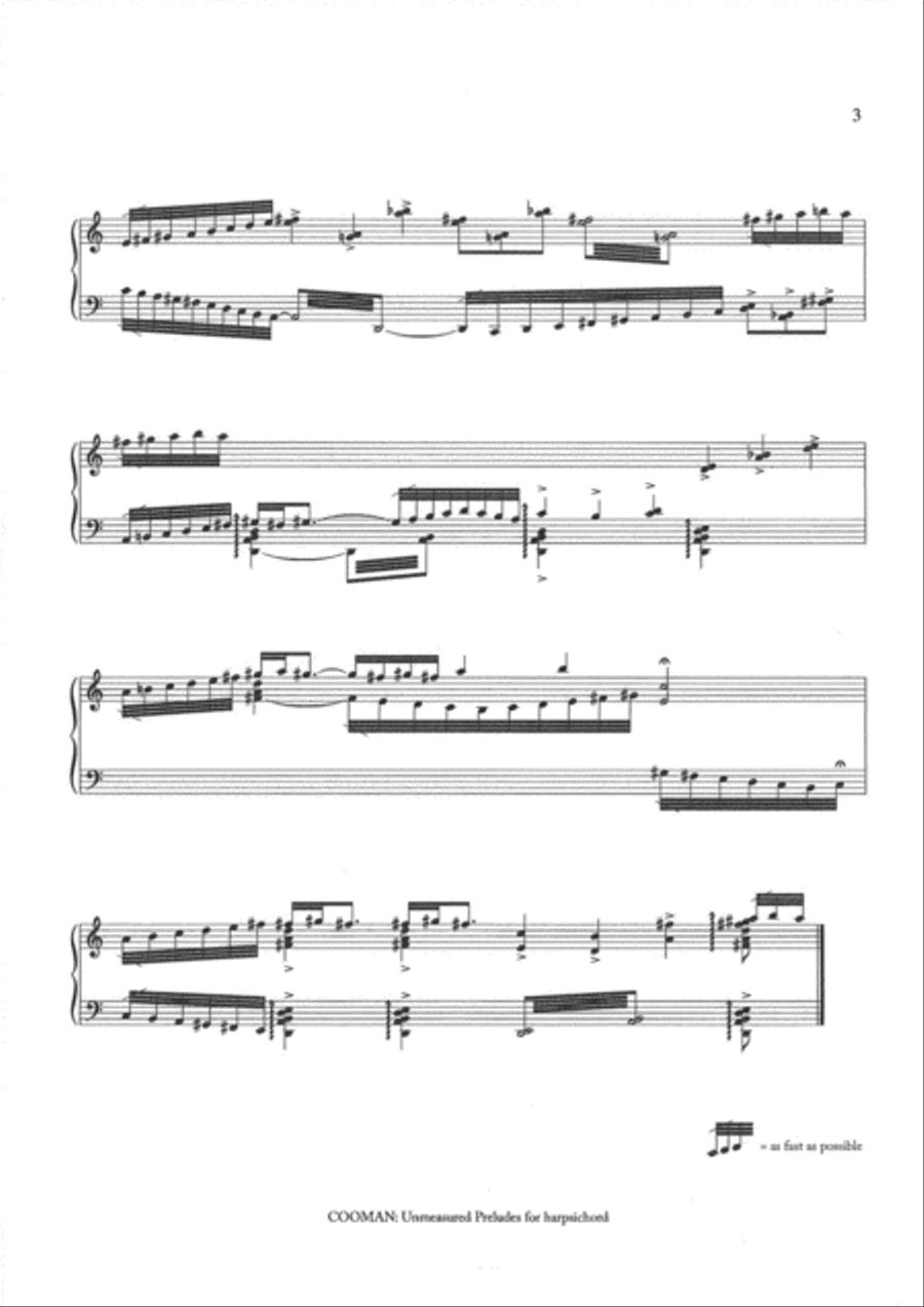 Carson Cooman: Unmeasured Preludes (2006) for harpsichord Harpsichord scores gallery preview page 3