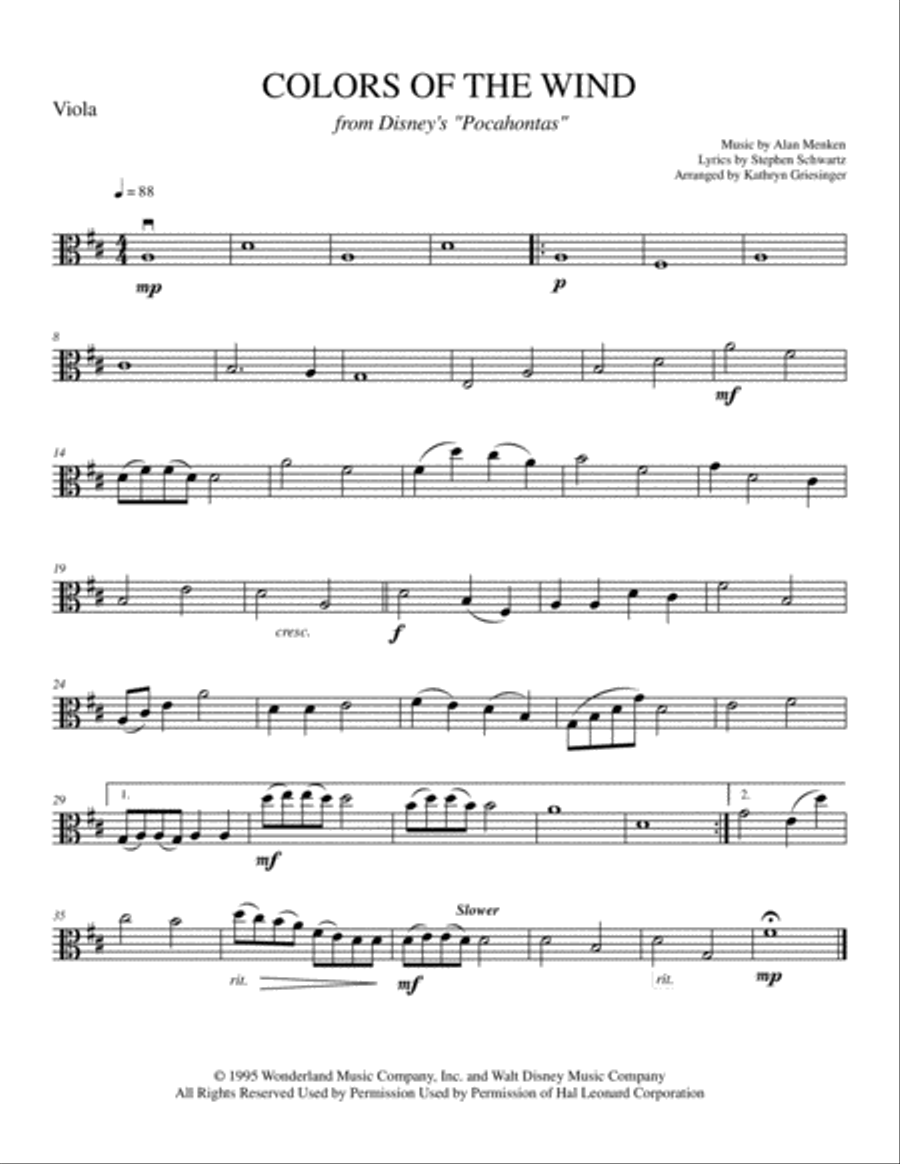 Colors Of The Wind String Quartet scores gallery preview page 4