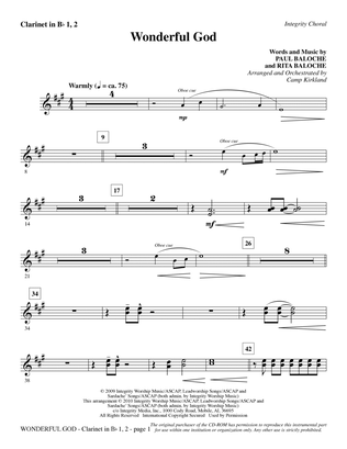 Wonderful God - Clarinet 1 & 2