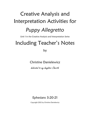 Creative Analysis and Interpretation Activities for Puppy Allegretto