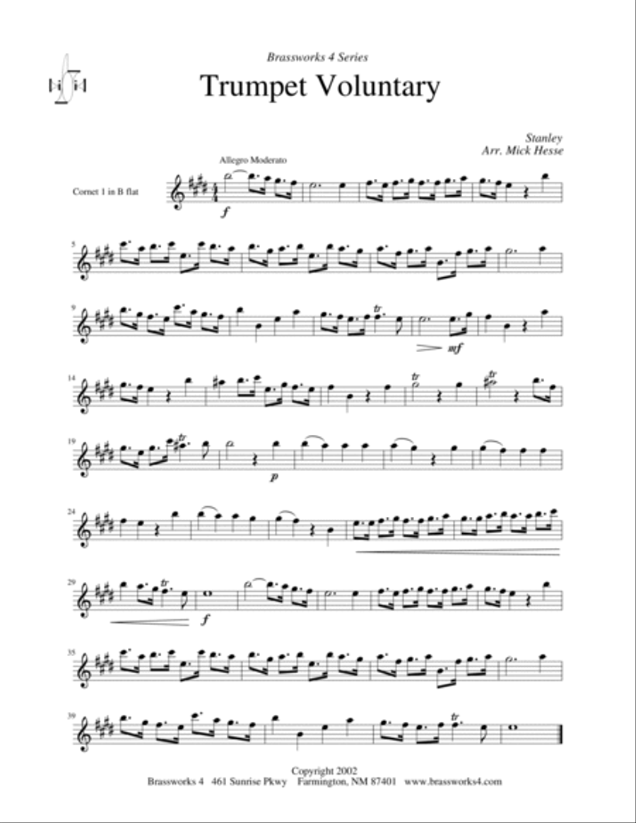 Trumpet Voluntary Brass Quartet scores gallery preview page 3
