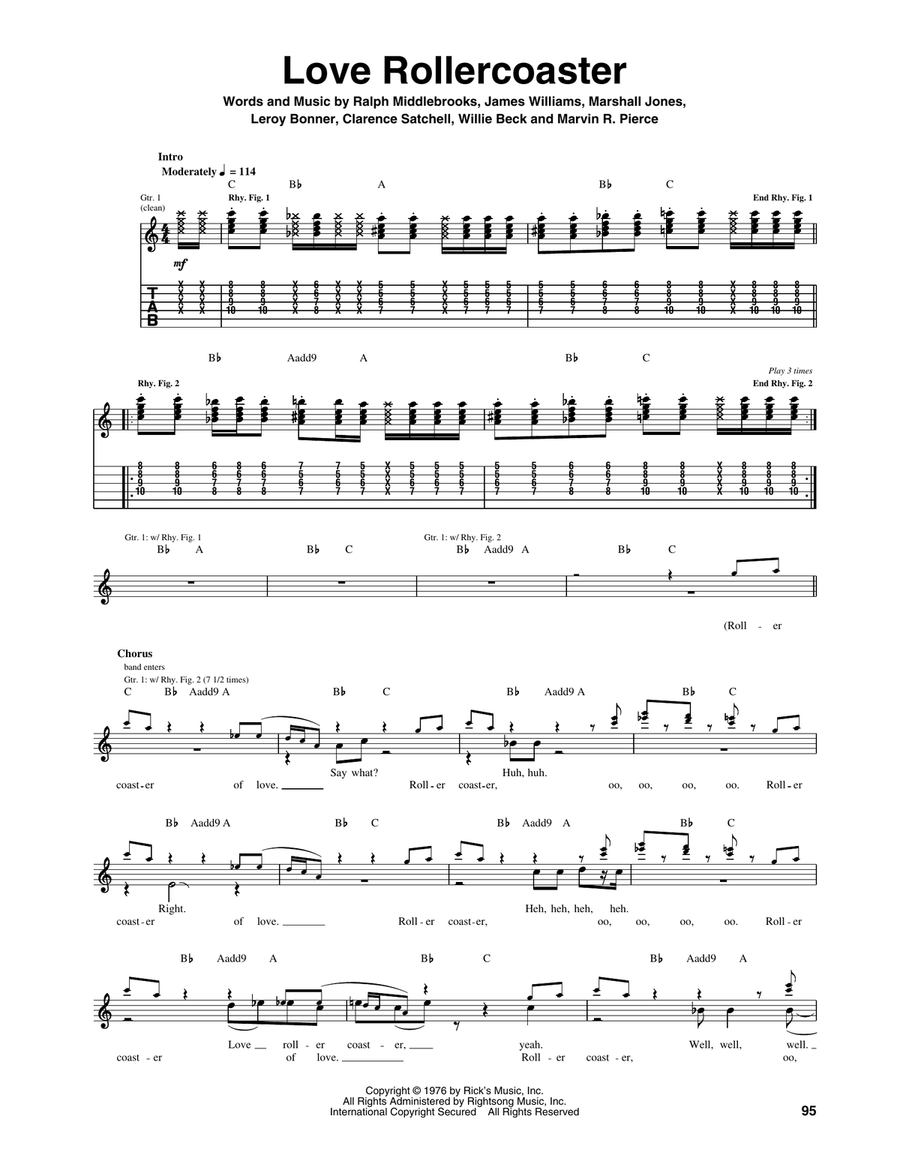 Love Rollercoaster Acoustic Guitar scores gallery preview page 1