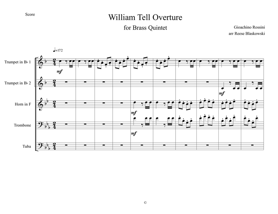 William Tell Overture - Brass Quintet Brass Quintet scores gallery preview page 1