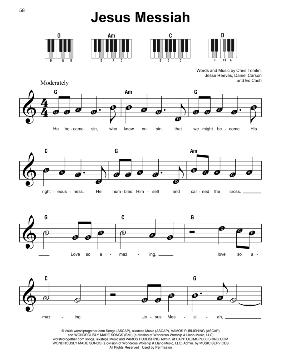 Jesus Messiah Jesus Messiah Easy Piano scores gallery preview page 1