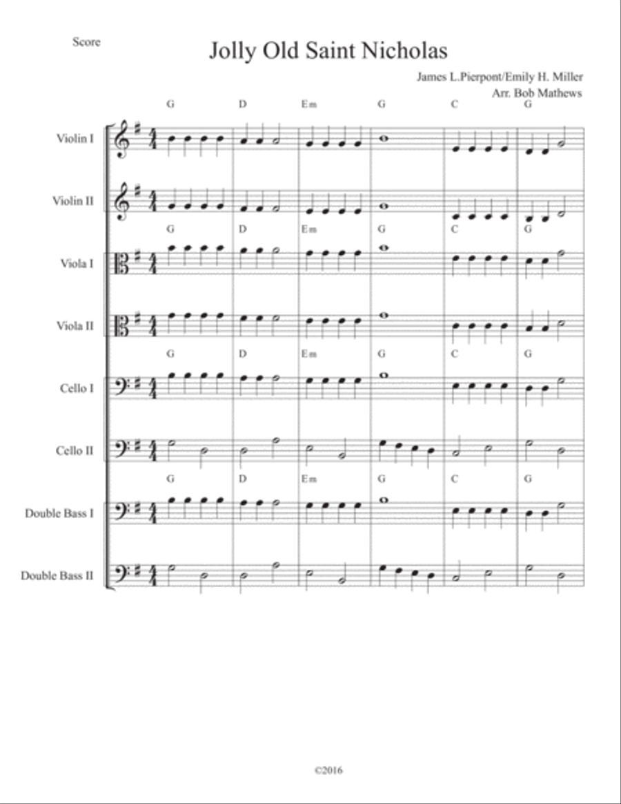 Jolly Old Saint Nicholas for Strings String Orchestra scores gallery preview page 1