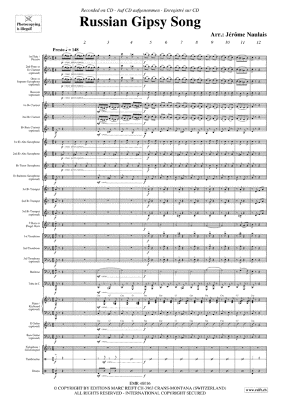 Russian Gipsy Song Concert Band scores gallery preview page 3