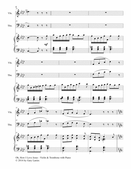 OH, HOW I LOVE JESUS (Trio – Violin, Trombone with Piano including Parts) image number null
