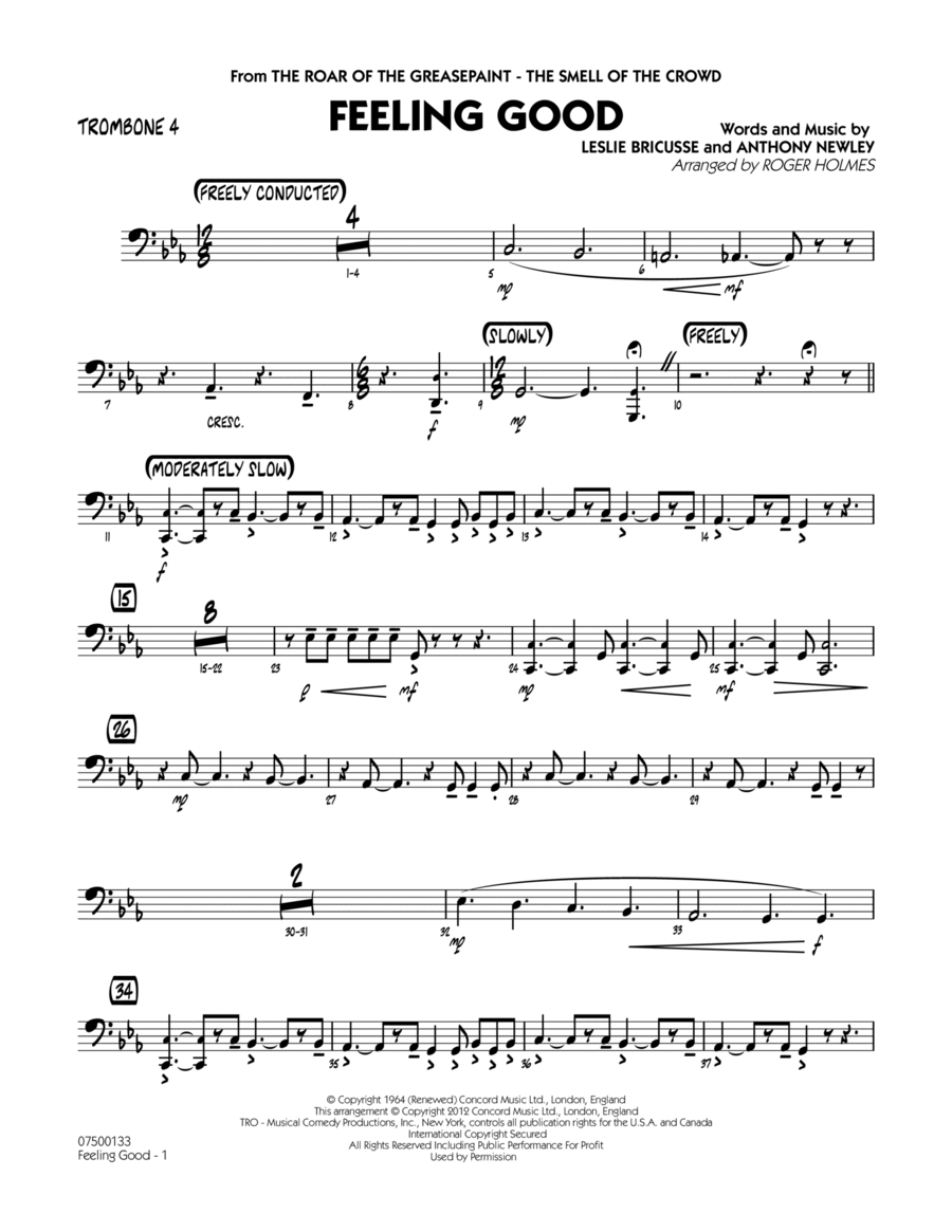 Feeling Good - Trombone 4 Jazz Ensemble scores gallery preview page 1
