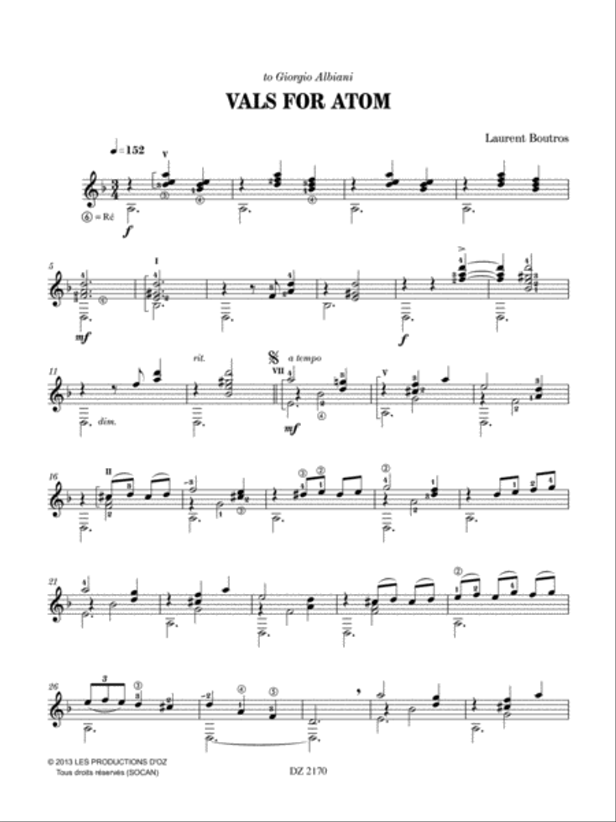 Vals for Atom Vals for Atom Classical Guitar scores gallery preview page 2