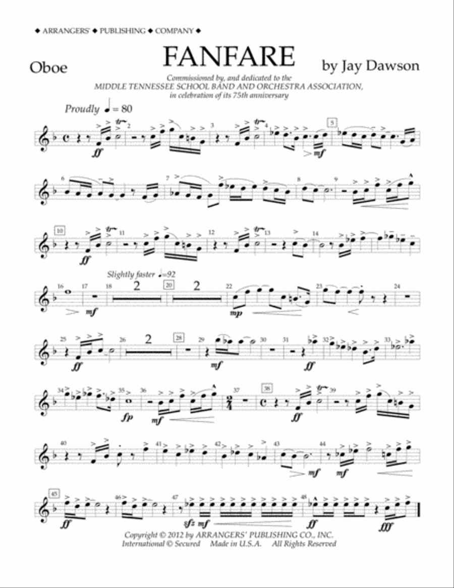 Fanfare - Oboe Concert Band scores gallery preview page 1