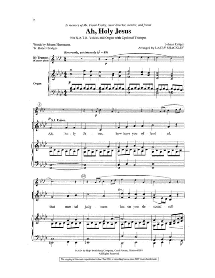 Ah, Holy Jesus 4-Part scores gallery preview page 2