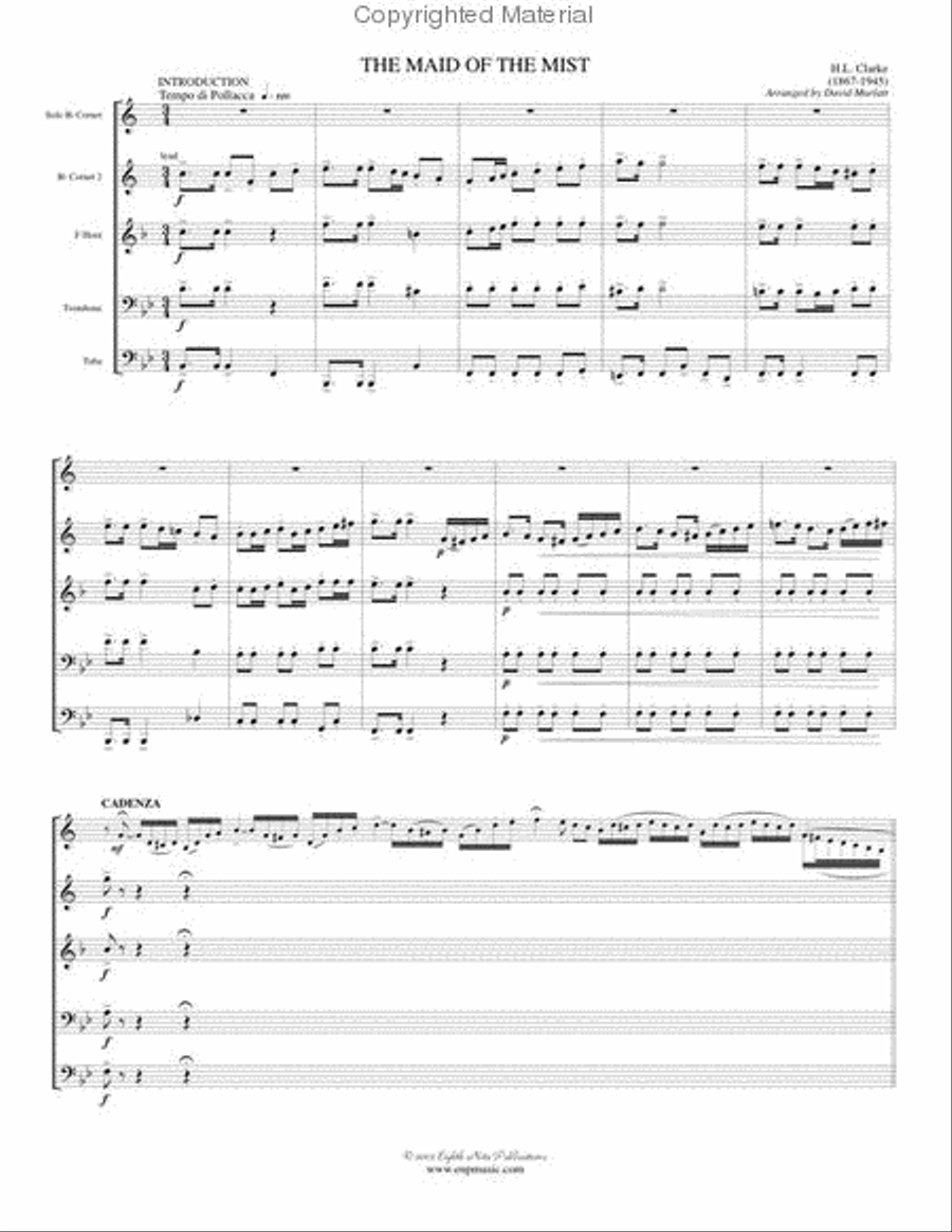 The Maid of the Mist by Herbert L. Clarke Brass Quintet Sheet