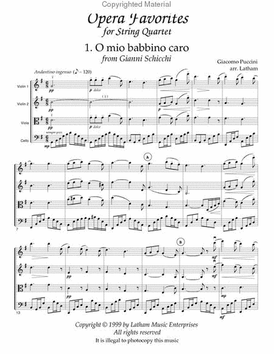 Opera Favorites for String Quartet - Score image number null