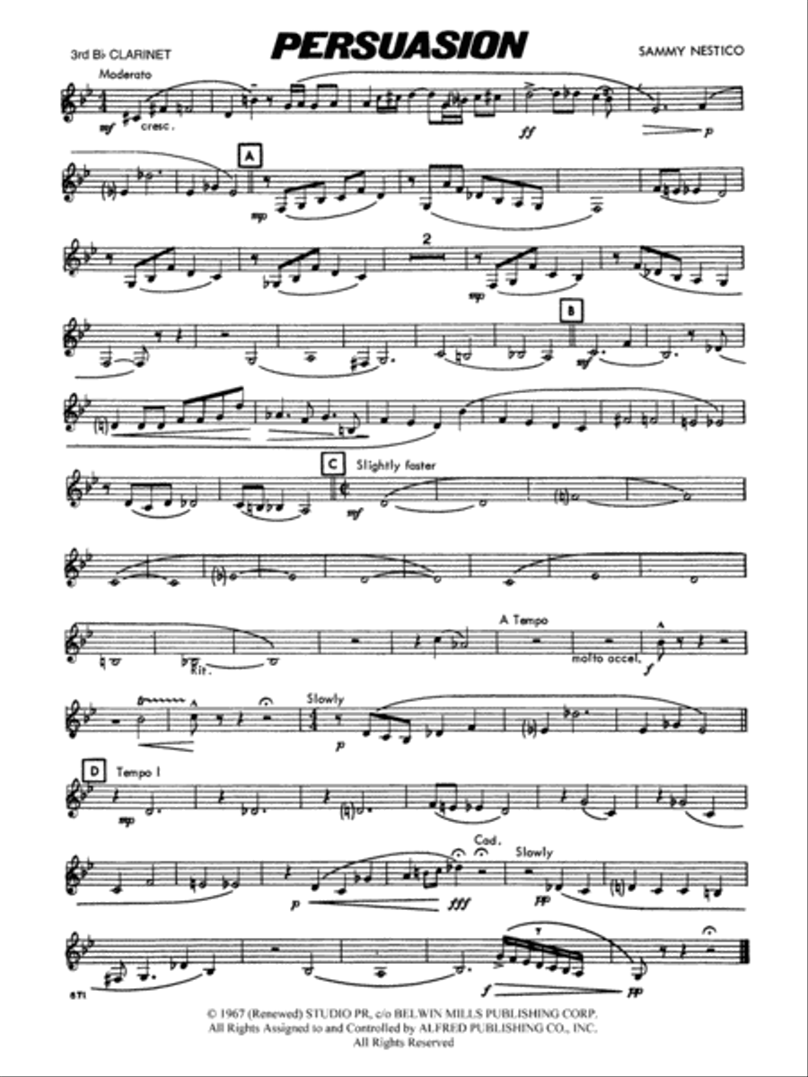 Persuasion: 3rd B-flat Clarinet Concert Band scores gallery preview page 1